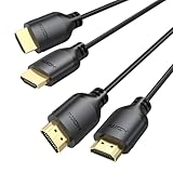 Ultra Thin HDMI Cable 6FT 2-Pack: This 4K HDMI cord features an ultra-thin, flexible design with a diameter of just 3.6 mm—64% thinner than standard HDMI cables—allowing for easy rolling and storage. Thin HDMI Cable fits perfectly in tight spaces, ea...