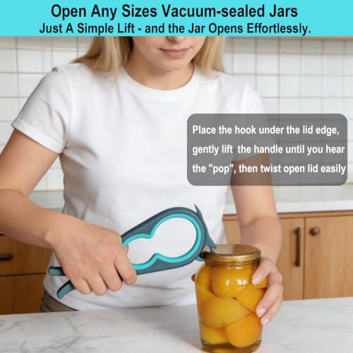 Image of Jar Opener for Weak Hands, 5 in 1 Bottle Opener for Seniors with arthritis | Multifunctional Adjustable Lid Opener with Non-Slip Rubber Gripper Pad - Effortlessly Opens Jars, Bottles & Pop-Top Cans