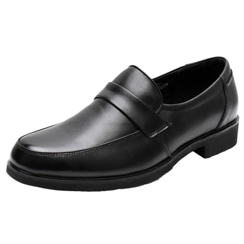 Dress Oxford for Men's Prom Wedding Tuxedo Anti-Slip Non Slip Rubber Sole Block Heel Low Top Shoe Plain Toe Calfskin Leather Evening Slip-on