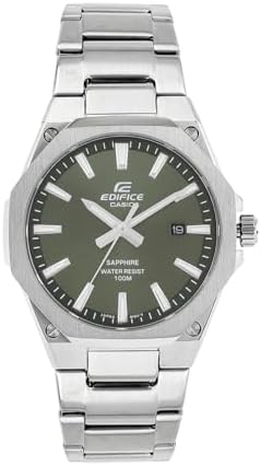 Casio Edifice EFR-S108D-3AVUDF Green Analog Dial Silver Stainless Steel Band Men's Watch Slim Case Sapphire Glass ED603