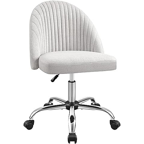 Furniwell Office Chair Armless Cute Desk Chair Modern Adjustable Swivel Padded Fabric Vanity Task Computer Chair Home Office Desk Chairs with Wheels (Grey) Cover