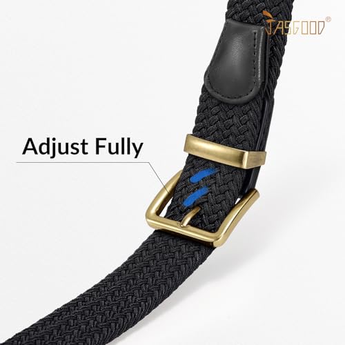 JASGOOD Braided Belt Women Stretch Woven Belts for Golf Elastic Casual 1 3/8" Jeans Shorts Pants2