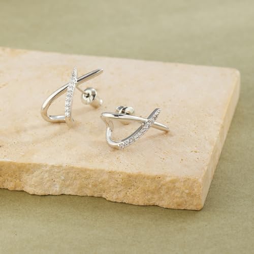 Elegant Silver Stud Earrings for Women - Trendy Dainty Small Hypoallergenic Earrings with Diamond Cubic Zirconia - Perfect Gift from JIKASI Jewelry - Image 6