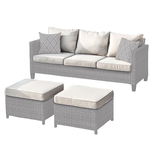 ovios Patio Cushion Covers, Waterproof Cushion Cover for Outdoor Furniture, Sofa, Couch, Ottoman Seat Back Cushion Cover with Zipper (8 Covers, Beige)