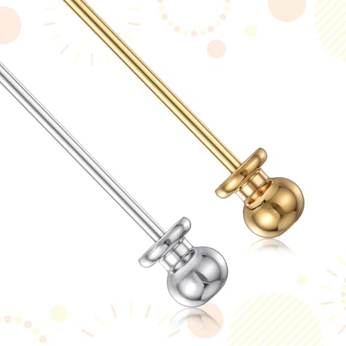 2 Pieces Collar Pin Men's Brass Ball Shirt Collar Bar Tie Pins Clip Clasp Lapel Stick Brooch Classic Collar Clips for Men(Silver, Golden)3