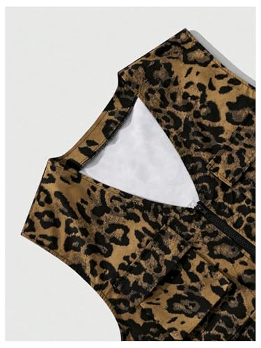 Verdusa Men's Leopard Print Zip Up Cargo Vest Sleeveless V Neck Jacket Outerwear4