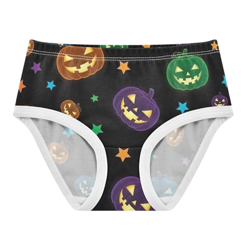 Funny Toddlers Underwear Floral 2t Cotton Panties for Girl Halloween Colorful Pumpkin Black Kids Undies Briefs