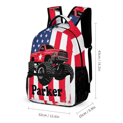 zaaprintblanket Custom Truck Flag Backpack 3 Piece Set Personalized School Backpack with Lunch Bag Pencil Case for Boys Girls Kids2