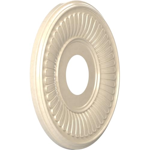 Image of Ekena Millwork CMP13BEEPE Berkshire Thermoformed PVC Ceiling Medallion (Fits Canopies up to 5 3 /4 inch), 13 inchOD x 3 1 /2 inchID x 3 /4 inchP, Universal Metallic Pearl Mist