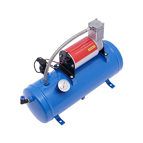 Train Horns Compressor 100 PSI 12V Train Horns Kit With 6L Tank Pump, On Board Air Compressor for Vehicle Auto Engines Bicycle Balls Toys and Boats