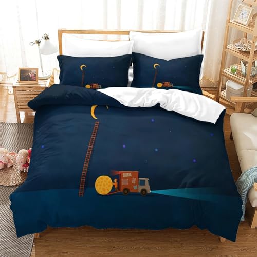Housse de couette lune double en microfibre de qualité supérieure 3D - 3