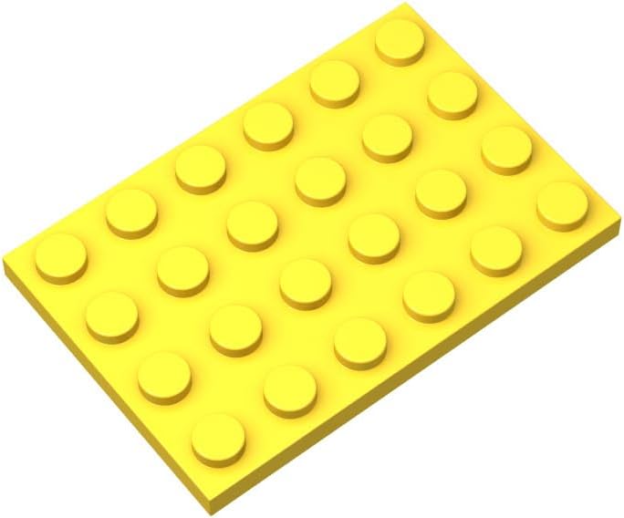 Placas amarillas clásicas a granel, placa amarilla de 4 x 6, placas de construcción planas de 20 piezas, compatibles con piezas y piezas de Lego 4 x