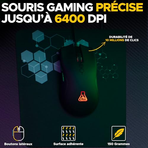 The G-Lab - Combo Natrium - Set tastiera mouse gamer 4 in 1 - Tastiera gamer AZERTY USB, RGB, 19 tasti Antighosting, Mouse gamer 6400 Dpi, Cuffie da gioco & Tappetino per mouse - PC/PS4/PS5-XBOX - Tastiera gaming - Immagine 2