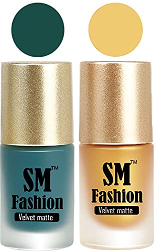 Image of Nail Polishes, See Green-Golden Velvet Matte Nail Paint Combo Set of 2 Pcs 7ml each