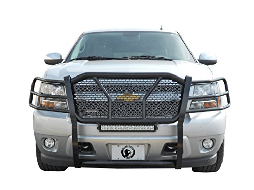 Image of Black Horse RUGGED Heavy Duty Grille Brush Bumper Guard Modular Black Come with 20 inch Double Row LED Light Compatible with 2007-2013 Chevrolet Silverado 1500-RU-CHSI07-B-KIT