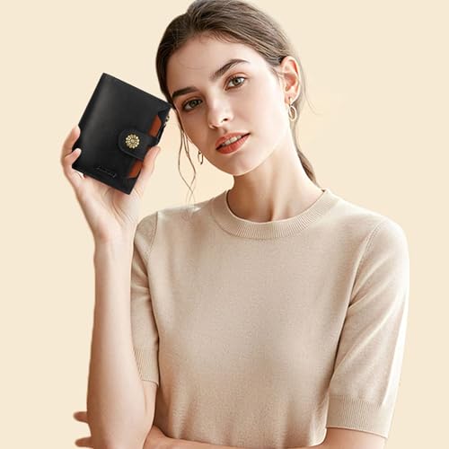 Wallet Women,RFID Blocking Leather Womens Wallet Bifold Compact Card Holder Small Wallet for Women with Removable ID Window blackbrown2