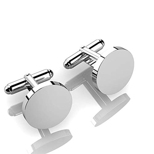 Sterling Silver Classic Round Cufflinks for Men - Luxury Men's Cuff Links With Elegant Gift Box - Crafted With .925 Sterling Silver - Suitable for All Occasions