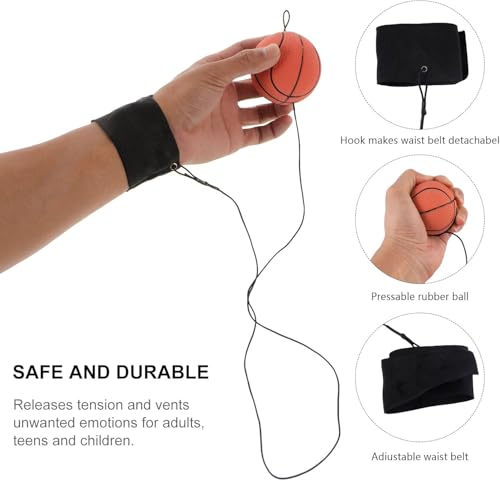 SHSHbuy 4 Stück Springball mit Schnur,Ø 6cm Handgelenk Return Ball,Springball Returnball Flummi Armband Sport Spielzeug für Kinder Erwachsene,Fußball/Basketball/Tennisball/Baseball