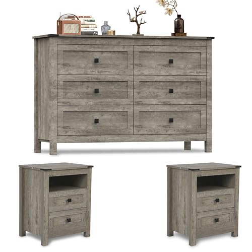 CATMIX Farmhouse Bedroom Set, 3 Pieces Bedroom Furniture Set, Rustic...