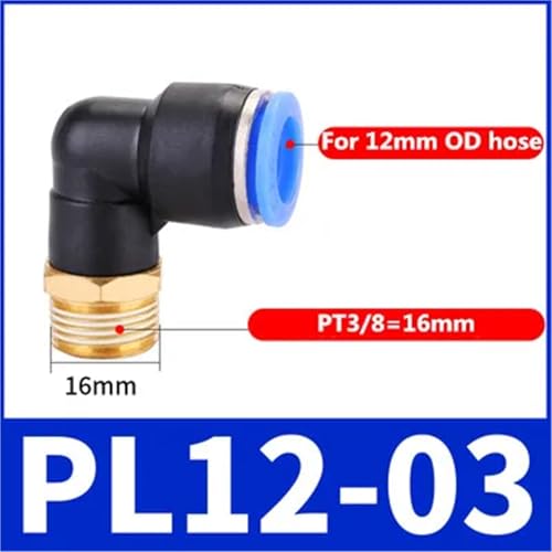 Conector neumático de codo PL en forma de L con rosca macho para manguera de 8mm 3