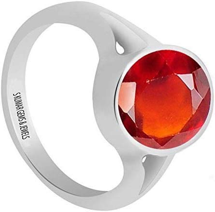 Pierre précieuse hessonite 4,80 carats sur bague argent S pour style chic