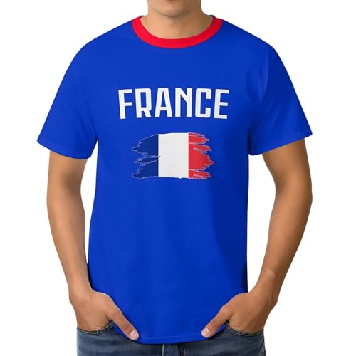 National Graphic Print Casual Crew Neck Short Sleeve T Shirt for Men Fan Apparel (Blue-7, XL)