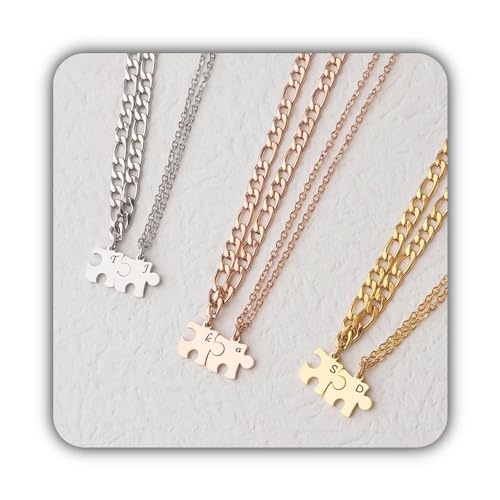 Collana di coppia - Collana di pezzi di puzzle Uomo - Collana di coppia personalizzata - Collana di coppia iniziale incisa - Regalo di coppia