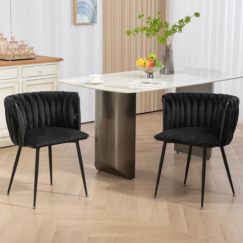 VSOGA Juego de 2 sillas de comedor de terciopelo con patas de metal doradas, diseño elegante y acolchado suave, para comedor, salón y dormitorio