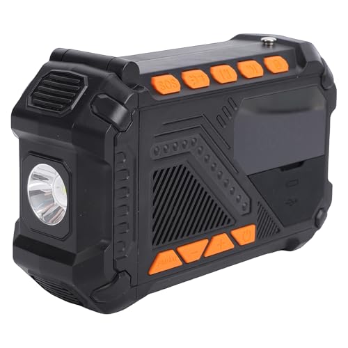 Garsent Radio Météo d'urgence 4000 MAh, AM/FM/NOAA, Radio D'alerte Météo, Manivelle/Solaire/Type-C, Extérieure Rechargeable Rapide avec Lampe de Lecture, Lampe de Poche, Banque (Black)