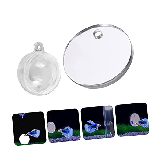 Image of Betta Fish Mirror for Aquarium Floating Training Mirror for Betta Exercise and Fish Tank Decoration 1.96X1.96 Inch Acrylic