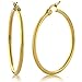 1.25" Stunning Stainless Steel Yellow Gold Plated Hoop Earrings (30mm Diameter)
