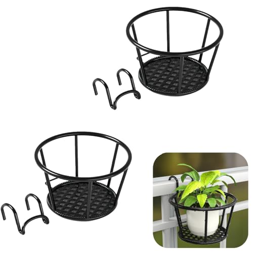 RoastMe バルコニーの手すりフックフラワーラック吊りフェンス 窓辺屋外 バスケット錬鉄製フラワーポットハンガープラントホルダー 吊り下げ 植木鉢 ガーデンスタンド 園芸ラック ハンギングバスケット 吊り棚 ベランダ バルコニー 家庭菜園 観葉植物 フ