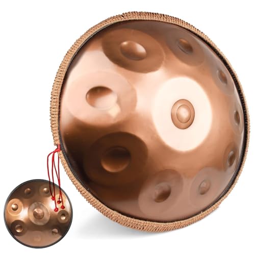 Handpan con 9 notas de acero dorado 22 in diámetro miniatura 1