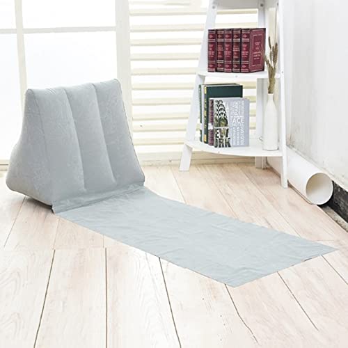 Pair of Inflatable Outdoor Sun Bath Beach Mat Pillows Flocking Beach Chairs with Backrest Inflatable Lounger for Portable Travel Camping (Grey) - Image 2