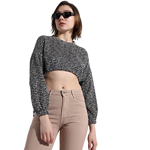 Image of Campus Sutra Women's Regular Fit Tops (SUMCS23 CSWAWCT53002 Grey S)