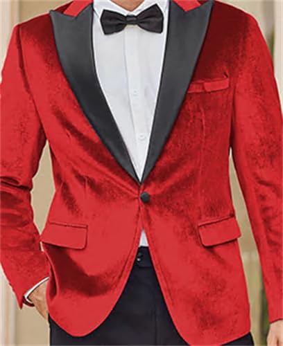 Yarizm Velvet Men's Tuxedo Blazer for Men Wedding One Button Peaked Lapel Performance Suit Jacket for Prom Dinner Party2