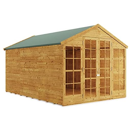 BillyOh Summerhouse Log Cabin 12 x 8 Wooden Garden Storage Shed Summer House Harper Apex Summerhouses (12x8)