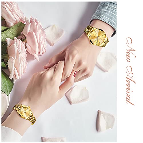 OLEVS Couple Watch His and Her Set Watches Business Analog Quartz Men and Women Watches Stainless Steel Waterproof Luminous Date Wrist Watch