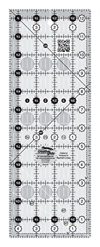 Creative Grids Quilt Ruler 4-1/2in x 12-1/2in Rectangle – CGR412 – Made in USA, Non-Slip Grip Acrylic Quilting, Sewing, Crafting, Patchwork Ruler for Measuring & Cutting Fabric
