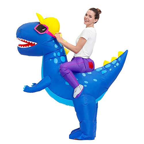 Decalare SUNGLASSES BLUE DINOSAUR COSTUME Inflatable Costume For Adults, Inflatable Dinosaur Costume, Halloween Costumes For Men/Women,Funny Blow Up Costumes thumb #2