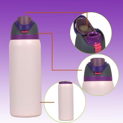 Image of FreeSip Gym Water Bottle with Straw & Chug Lid - Leak Proof Push Button Opening, BPA Free, Large Capacity Sports Bottle with Carry Handle (Lavender Blush, 960 ML)