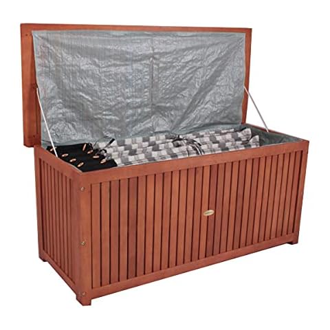 Spetebo Garten Kissenbox für Auflagenaus Akazien Holz Cover