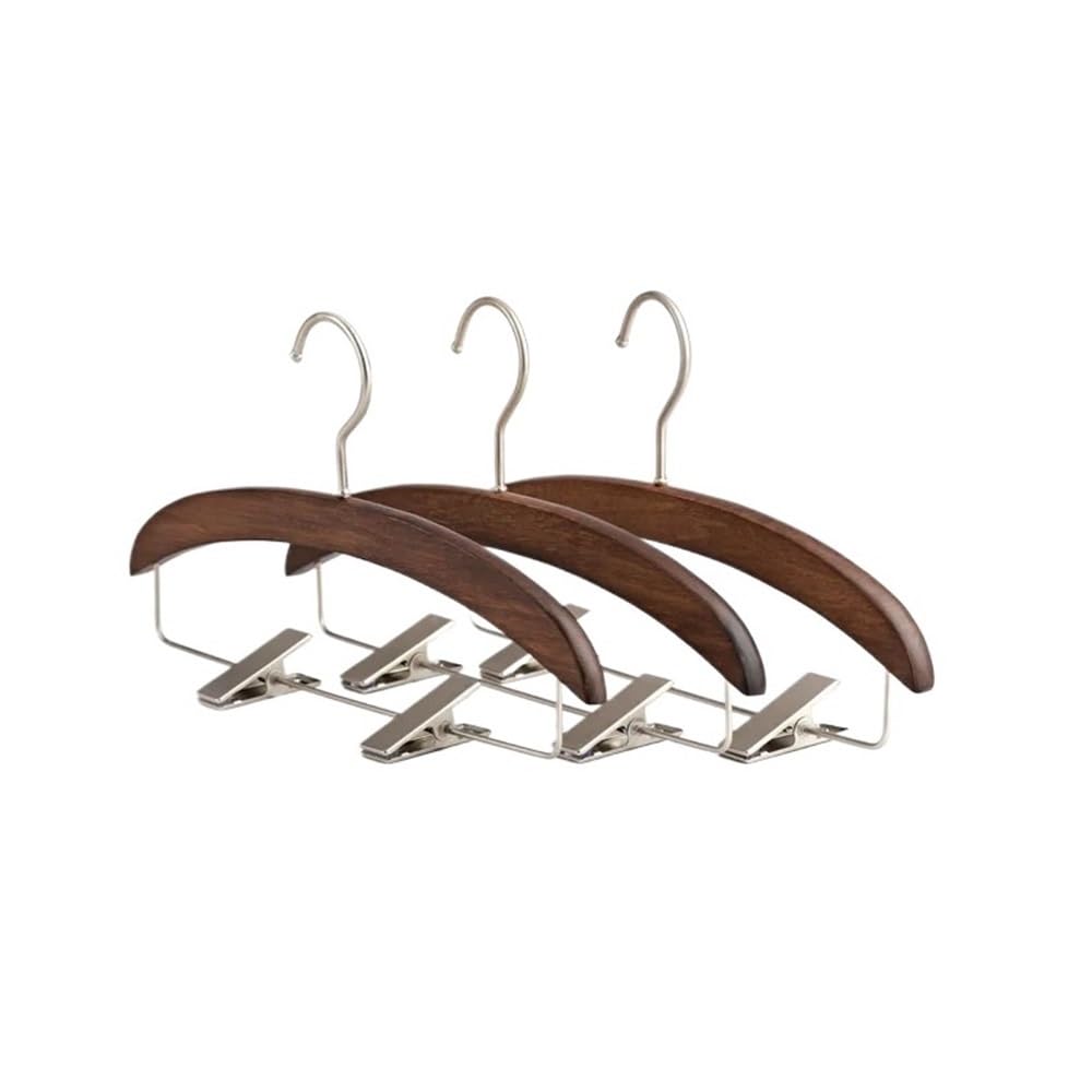 HADECOLL Wooden Trouser Hangers Skirt Hanger with Adjust Clip Multifunction Wardrobe Rack Organizer Coat Hanger,A-5pcs