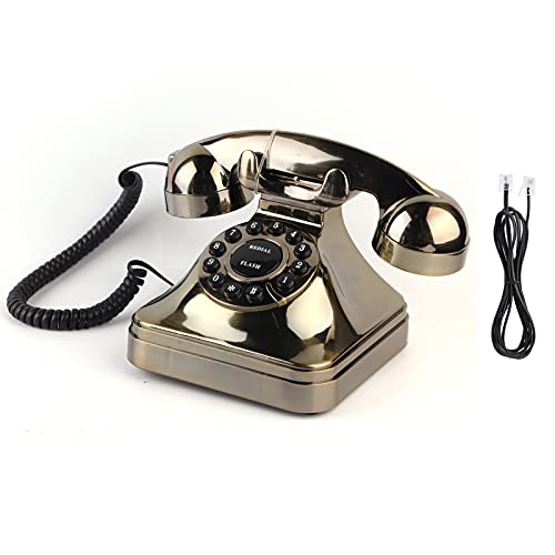 Teléfono antiguo de botón bronce para oficina y casa miniatura 6