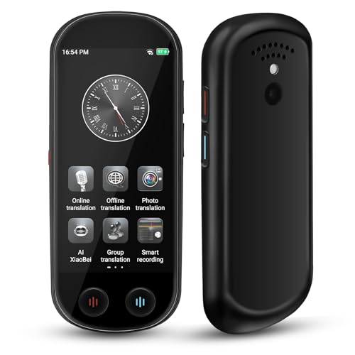 Translator Device - Real Time Language Translation Device with 150+ Languages, Upgraded Ai LanguageTranslator No WiFi Needed, Offline Recording Photo Input Translation (Black)