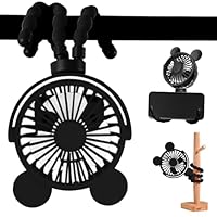 Fancysky Kinderwagen Ventilator Tragbar,Dreifuß-Ventilator,USB Ventilator Leise,Handventilator Mini Fan,360°-Drehung, 3 Geschwindigkeitsstufen,für Kinderwagen Autositz Fahrrad Camping(Schwarz)