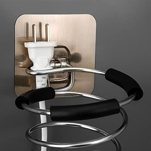 Hair Dryer Holder,Organizer Wall Mount Hair Blow Dryer Hanging Rack, Hanging Stand,Hair Dryer Holder Bathroom Wall Storage,Shelf Organizer Stand Hooks Dryer Stand (Silver(Steel)) - Image 5 thumbnail