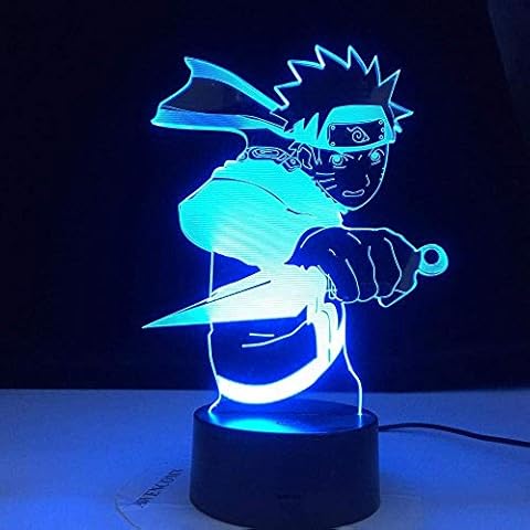 XKIOA Lampe de chevet Bluetooth Anime Naruto Uzumaki Kids Led Night Light Team 7 Kakashi Hatake Enfant Chambre Décor Coloré Veilleuse Sasuke Uchiha 3D Lampe Cover