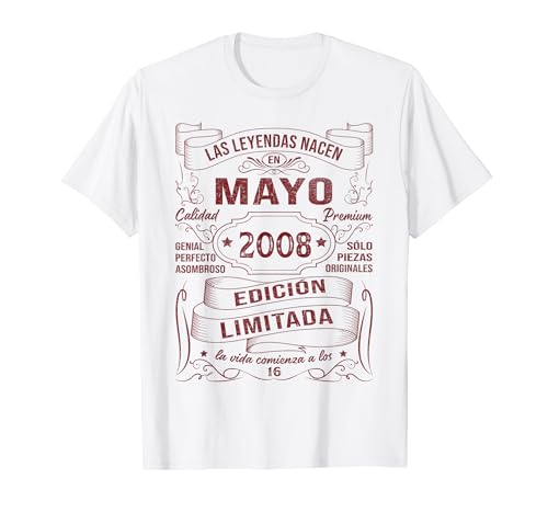 Las Leyendas Nacen En Mayo 2008 Regalo Niño 16 Años Camiseta