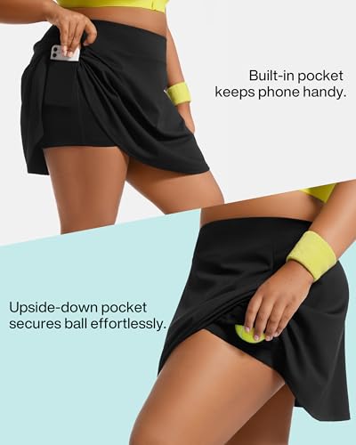 Image of Women's Tennis Skorts with 2 Pockets Plus Size Golf Skirts High Waisted Pleated Athletic Skirt for Pickleball Running